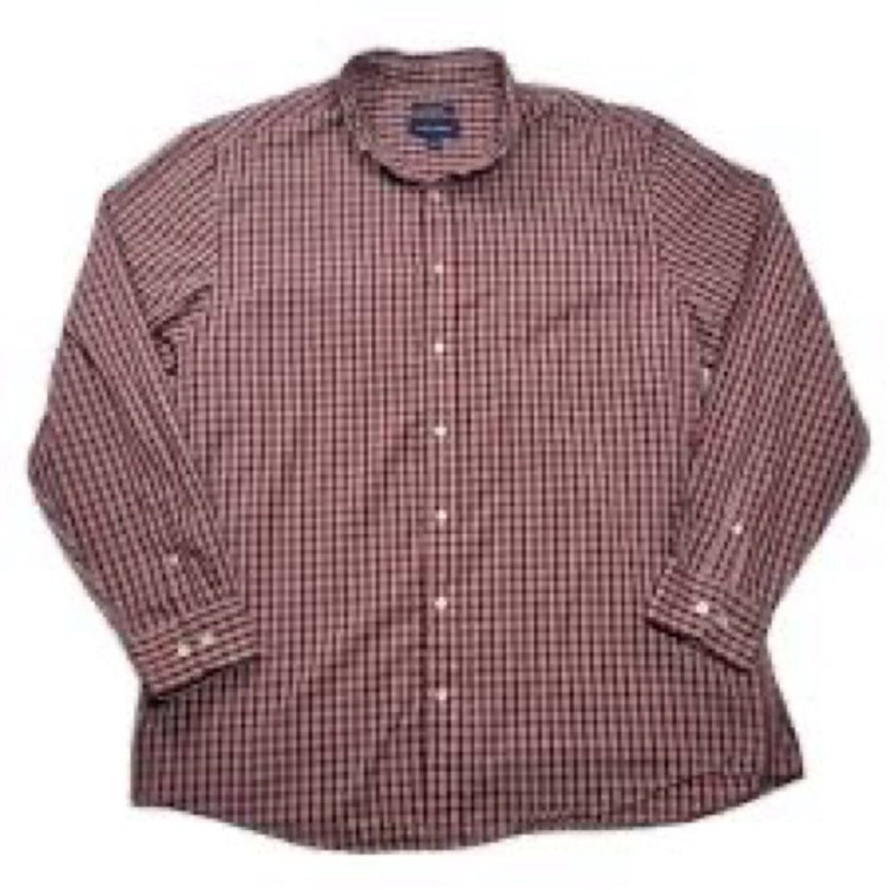 Saddlebred Easy Care Muted Dusty Red and White Check Men's Dress Shirt size M